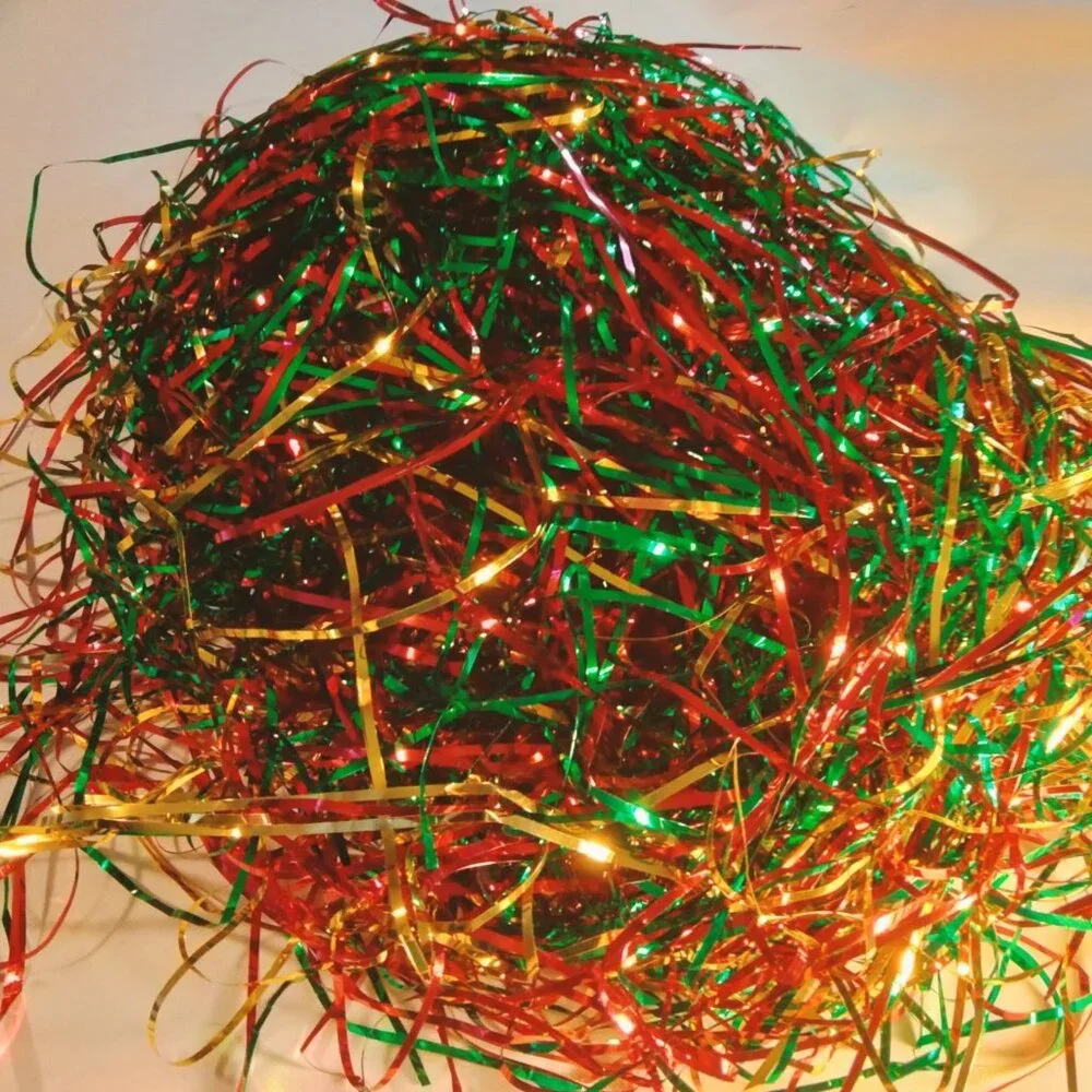 Green Red Gold Tinsel Strips Grass Crafts Decoration Christmas Sparkle Accents
